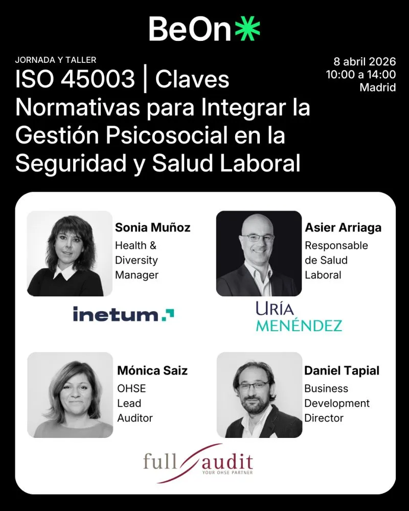 Invitación taller ISO 45003 en Madrid con la participación de Full Audit
