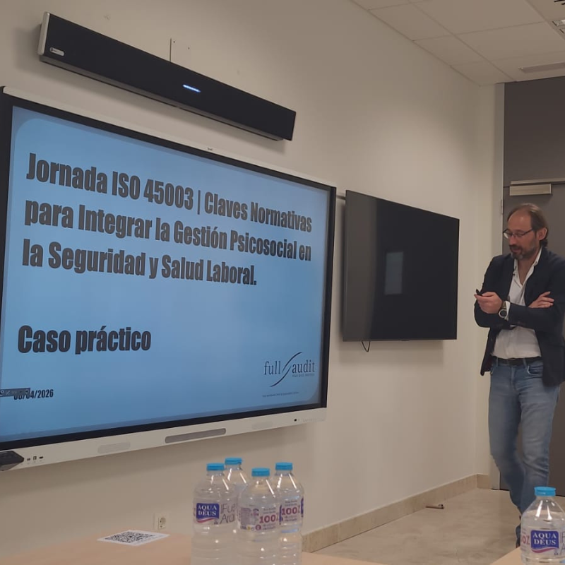 Daniel Tapial presenta el caso práctico para el taller de ISO 45003 organizado entre BeOn y Full Audit