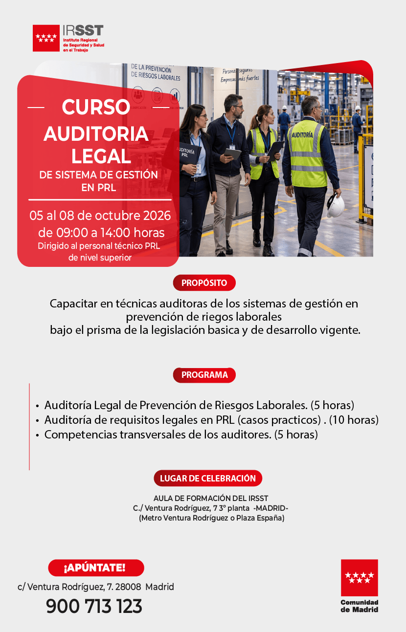 Curso de Formación Auditoría Legal en PRL IRSST Madrid